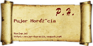 Pujer Horácia névjegykártya